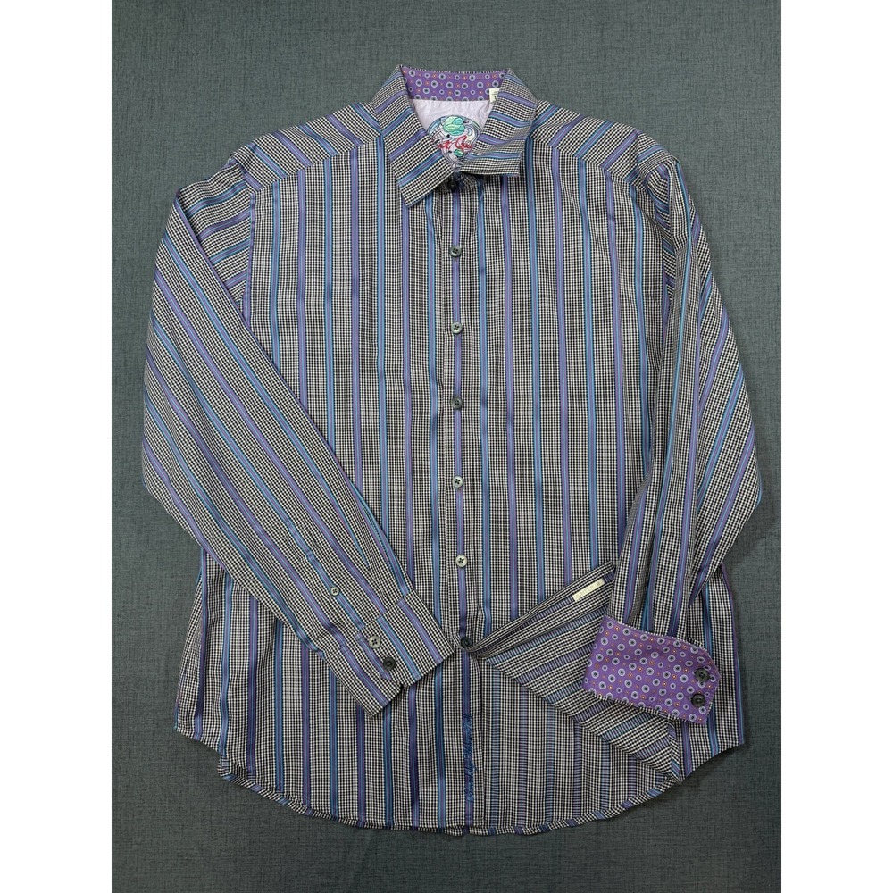 Robert Graham Mens Classic Fit Long Sleeve Button Down Shirt XL Striped Gingham